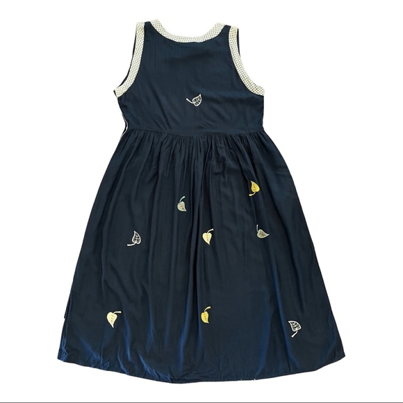 Vintage 90s Papy Boez Sleeveless Black Embroidered Leaves Maxi Dress Sm/Medium - Picture 2 of 6